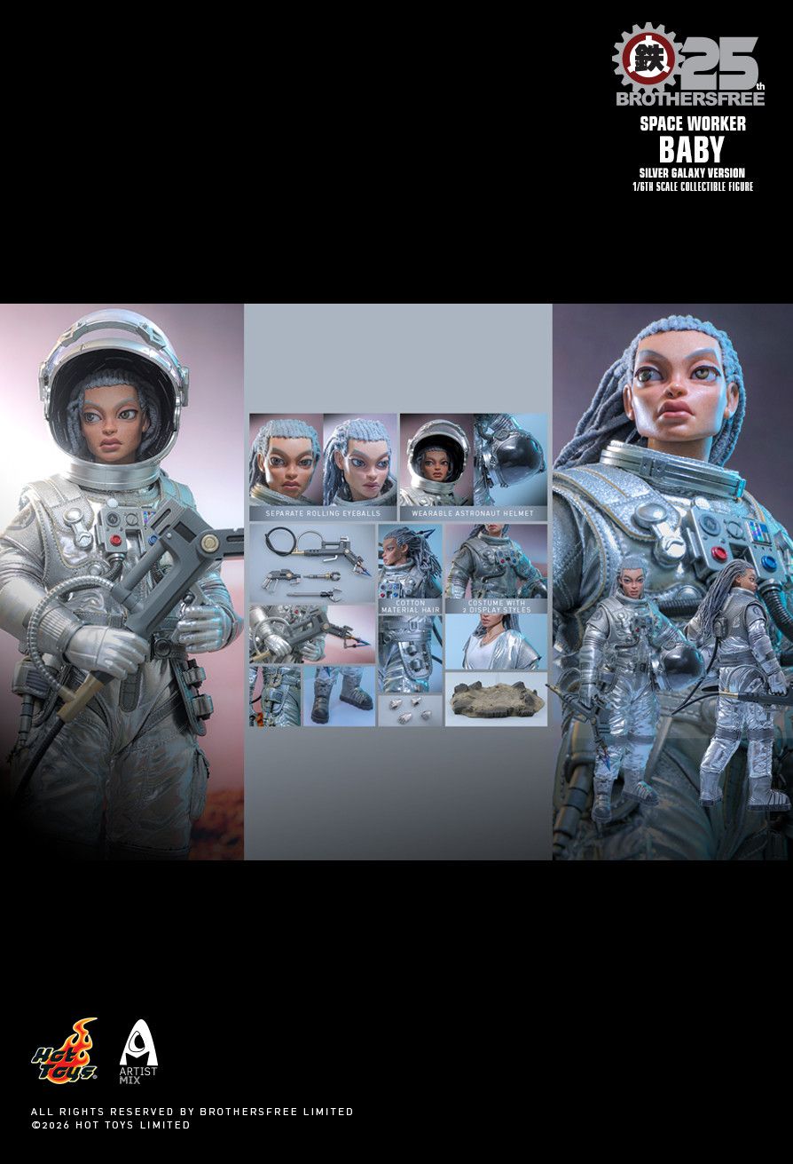 Hottoys Hot Toys 1/6 Scale AMC041 Brothersfree x Hot Toys - Space Worker Baby (Brothersfree 25th Silver Galaxy Version) Action Figure NEW