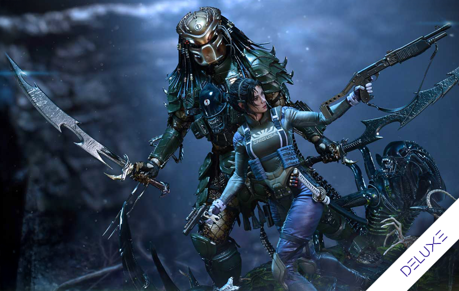 Aliens vs. Predator - Machiko & Broken Tusk Predator (Deluxe) 1/4 Scale Statue